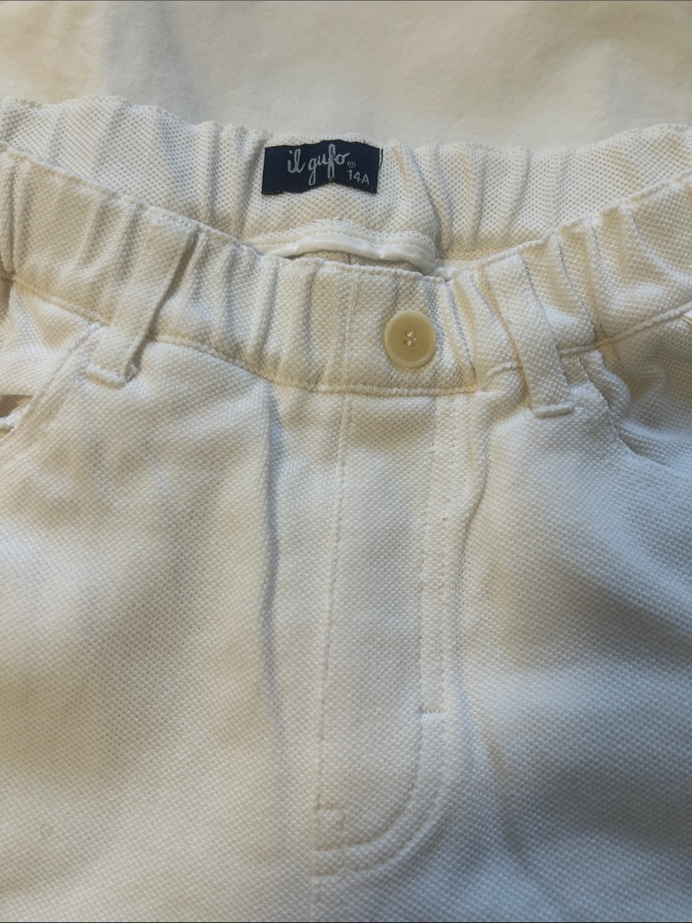 Il Gufo Cream Elastic-Waist Textured Kids Pants